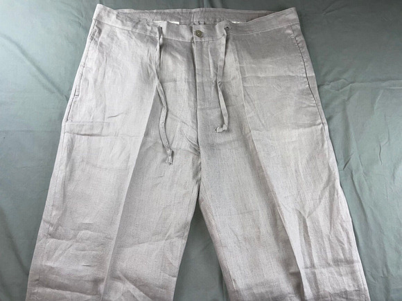Bahia Sol Other - Bahaia Sol 100% Linen Chino Style Pants w/ Drawstring. Platinum Gray, 38. NWT!!
